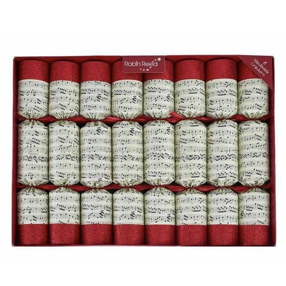Robin Reed English Holiday Christmas Crackers, Music Notes Pack of 8 x 10" - Concerto Party Crackers