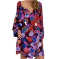 thumbnail image 1 of Vestido de mujer Vintage Casual Vestido con cuello en V Manga larga Suelto con flecos Midi Vestido Pompotops  ghjkhdj17357, 1 of 5