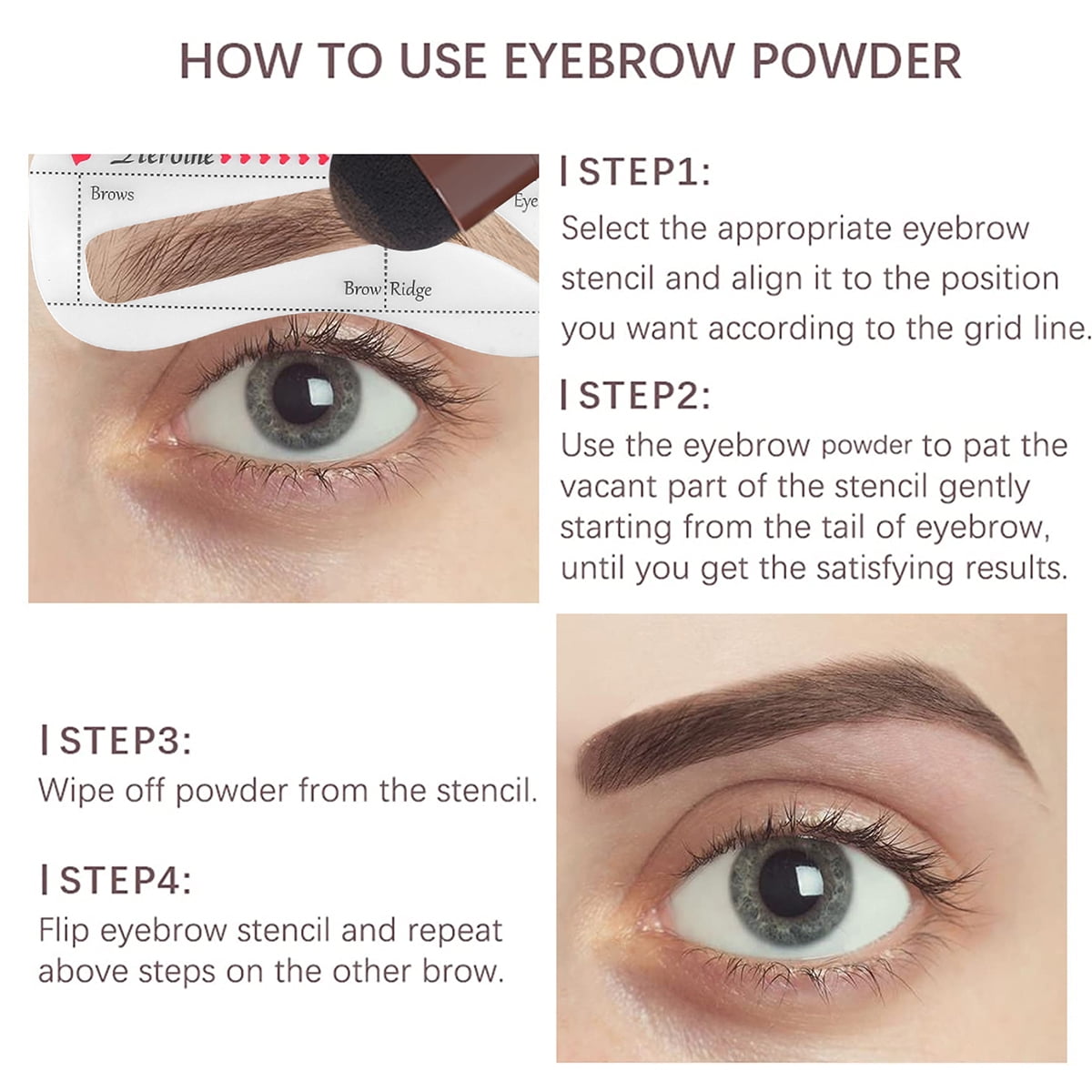 Atopoler Eyebrow Stamp One Step Brow Shaping Stencils Kit Professional  Eyebrow Stamp Powder in Seconds - Walmart.com