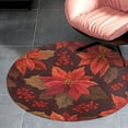 thumbnail image 4 of Christmas Poinsettia Red Flower Round Carpet Circle Rug Outdoor Patio Area Rug Washable Large Area Rugs Hallway Room Decor Fitness Mats, 4 of 8