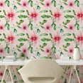 thumbnail image 2 of Ambesonne, Jungle Boho Peel & Stick Wallpaper for Home, Chrysanthemum Leaves, 13"x100", Dark Pink Rose Fern Green, 2 of 5