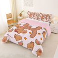 thumbnail image 2 of Erosebridal Cartoon Capybara R Letter Monogrammed Full Size Comforter Sets 3 Pieces For Kids Boys Girls,Cute Animal Funny Food Bedding Sets,Pink Reversible, 2 of 7