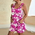 thumbnail image 2 of Alkepwun Overalls for Women Summer Floral-Print Sleeveless Casual Wide Leg Short Jumpsuit with Pockets Lightweight Comfort Breathable Loose Plus Size Daily Rompers, 2 of 6