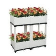 thumbnail image 4 of SYNGAR Raised Garden Bed for Herbs/Patio Plastic Flower Planter Box/Outdoor Vegetables Planting Box/Growing Box Container with Legs and Drain Hole/for Garden, Balcony, Lawn/4 Packs/White, D6828, 4 of 13