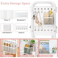 thumbnail image 2 of 3 Tier Rolling Utility Cart - Metal White Cart Organizer with Wheels, Storage Cart with DIY Dual Pegboards, Removable Baskets Hooks, 2 of 9