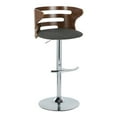 thumbnail image 4 of LumiSource Chrome, Walnut Wood, Charcoal Fabric Cosi Adjustable Barstool - Set of 2, 4 of 6