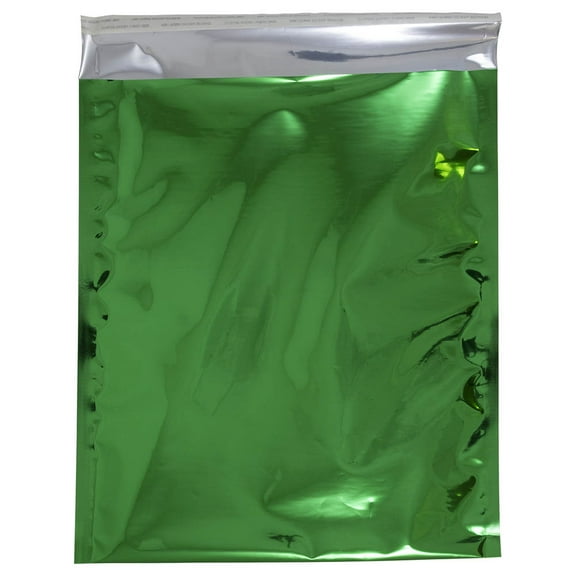 10 x 13 Open End Green Foil Envelope with Peal & Seal Closure - 100 envelopes per pack
