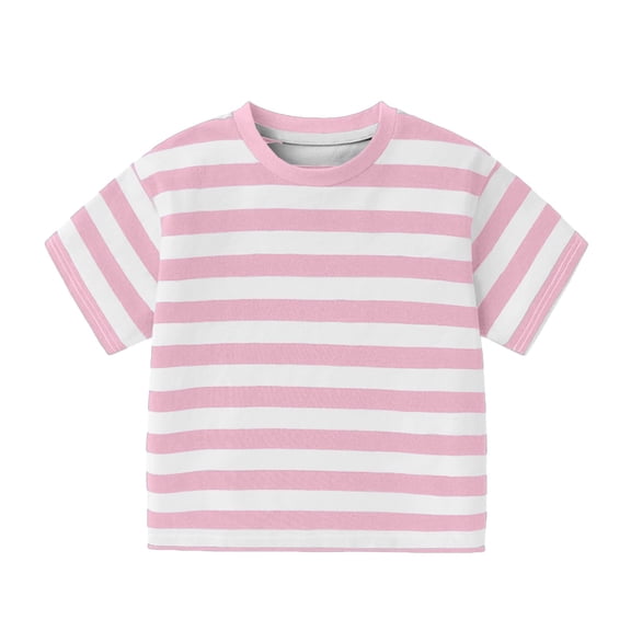 YunPes Unisex-Baby Organic Tee Kids Striped Cotton T-Shirt Casual Crewneck Short Sleeve Boy Girls Summer Tee Top Toddler Undershirt
