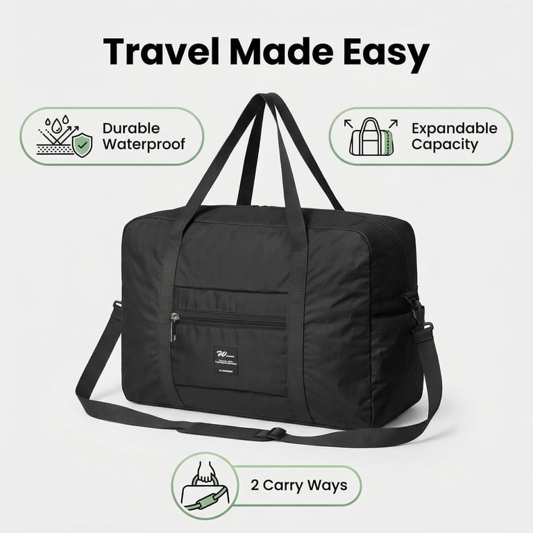 duffel bag for work travel Litvyak 50L Canvas Duffle Weekend Gym Overnight Carry-on | Expandable, Large Capacity, Multiple Pockets, Eco Certified, Detachable Strap, Leather Accents, Travel Bags Women Men The ultimate everyday travel bag S-ZONE Duffle Bag for Travel