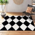 thumbnail image 4 of Teppich Homes Handmade 6x10 Geometric Pattern Tufted Wool Rug - Soft Black and White Carpet for Living Room and Hallway, 4 of 5