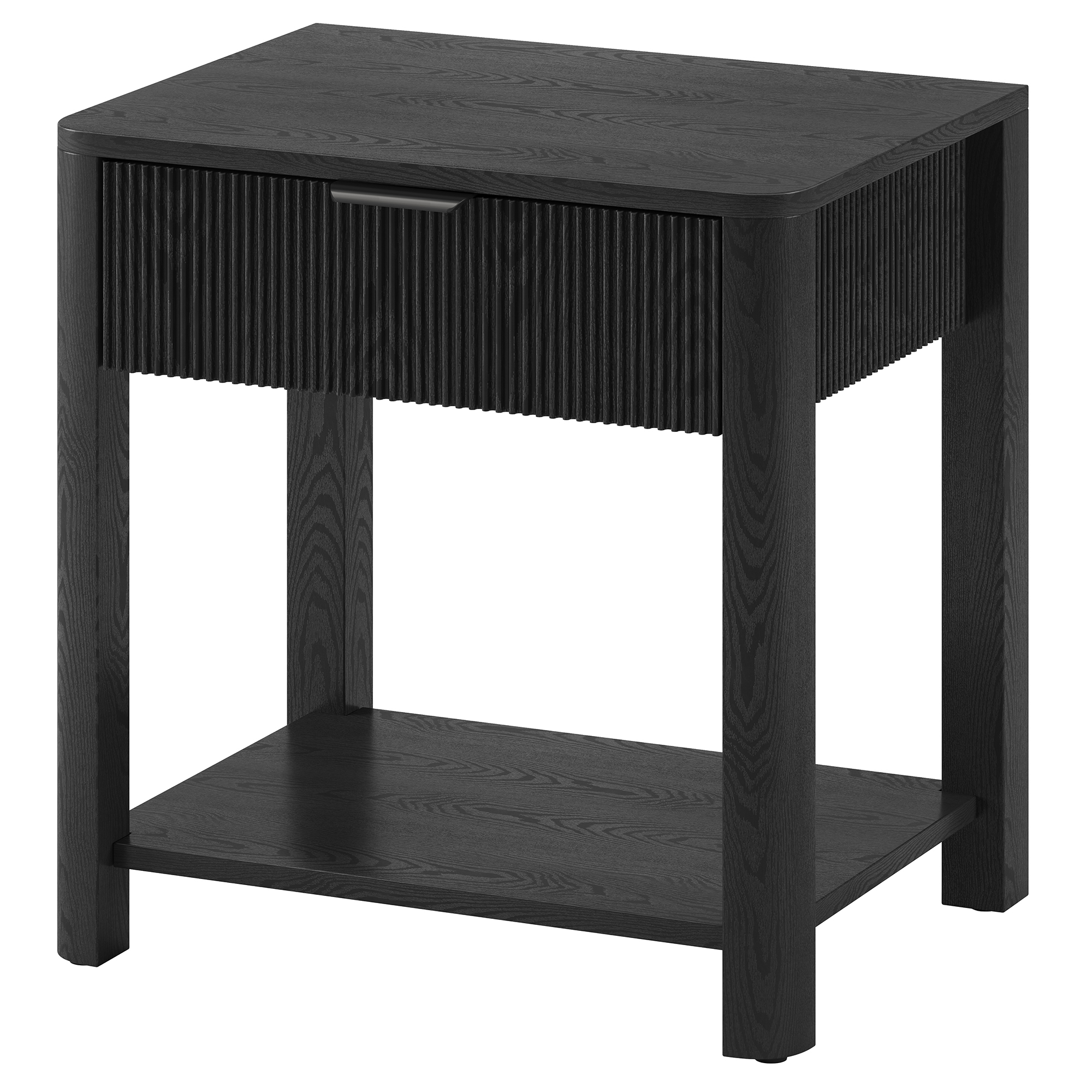 Pomona 24" Wide Rectangular Fluted Nightstand in Black Grain