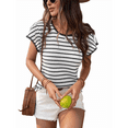 thumbnail image 2 of Blusas de Punto de Corta para Mujer, Cuello Redondo de Verano con Volantes, Color , Talla XL, 2 of 10