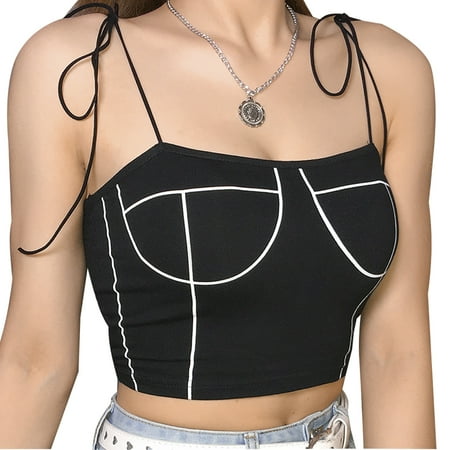 

Mlpeerw Women Top Bustier Crop Top Women Bralette Sling Singlet Short Top