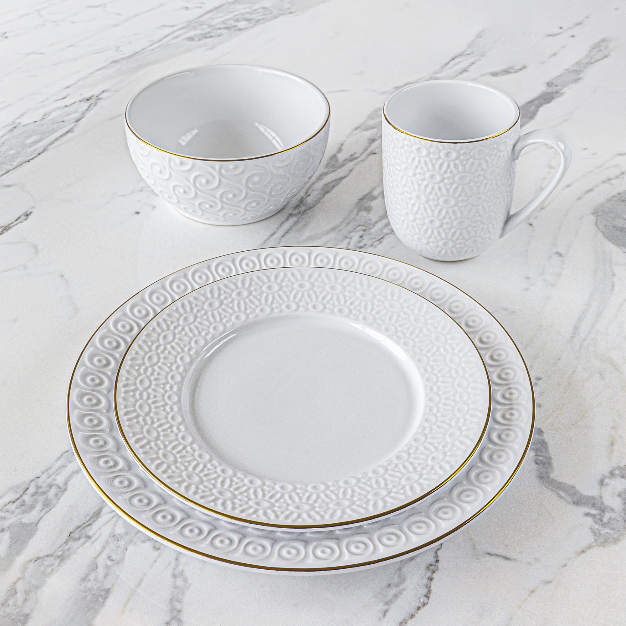 Sofia Home 4 Pack White Stoneware Dinner Plates by Sofia Vergara