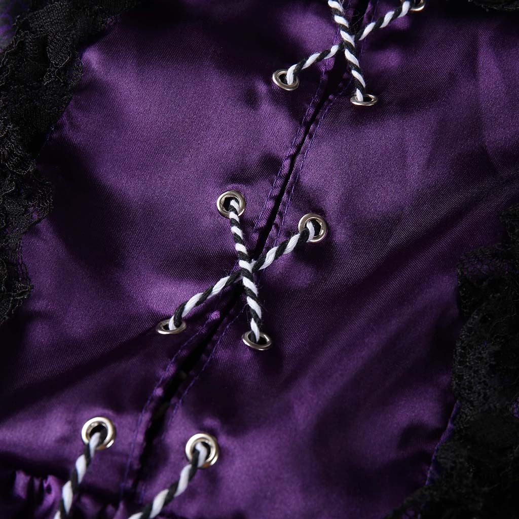 RYRJJ Women's Gorgeous Gothic Ball Gown Flared Sleeves Renaissance Vintage Medieval Dress Square Neck Lace Patchwork Masquerade Maxi Long Dress(Purple,3XL)
