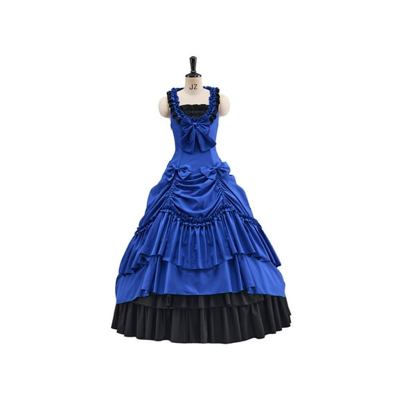 Victorian Lolita Sleeveless Puffy Long Dress Gothic Court Dress Stage Costume