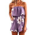 thumbnail image 2 of HBYJLZYG Women's Strapless Off Shoulder Floral Print Romper, Sleeveless Loose Fit Summer Beach Outfit with Elastic Waist and Wide Leg Shorts for Vacation, 2 of 6