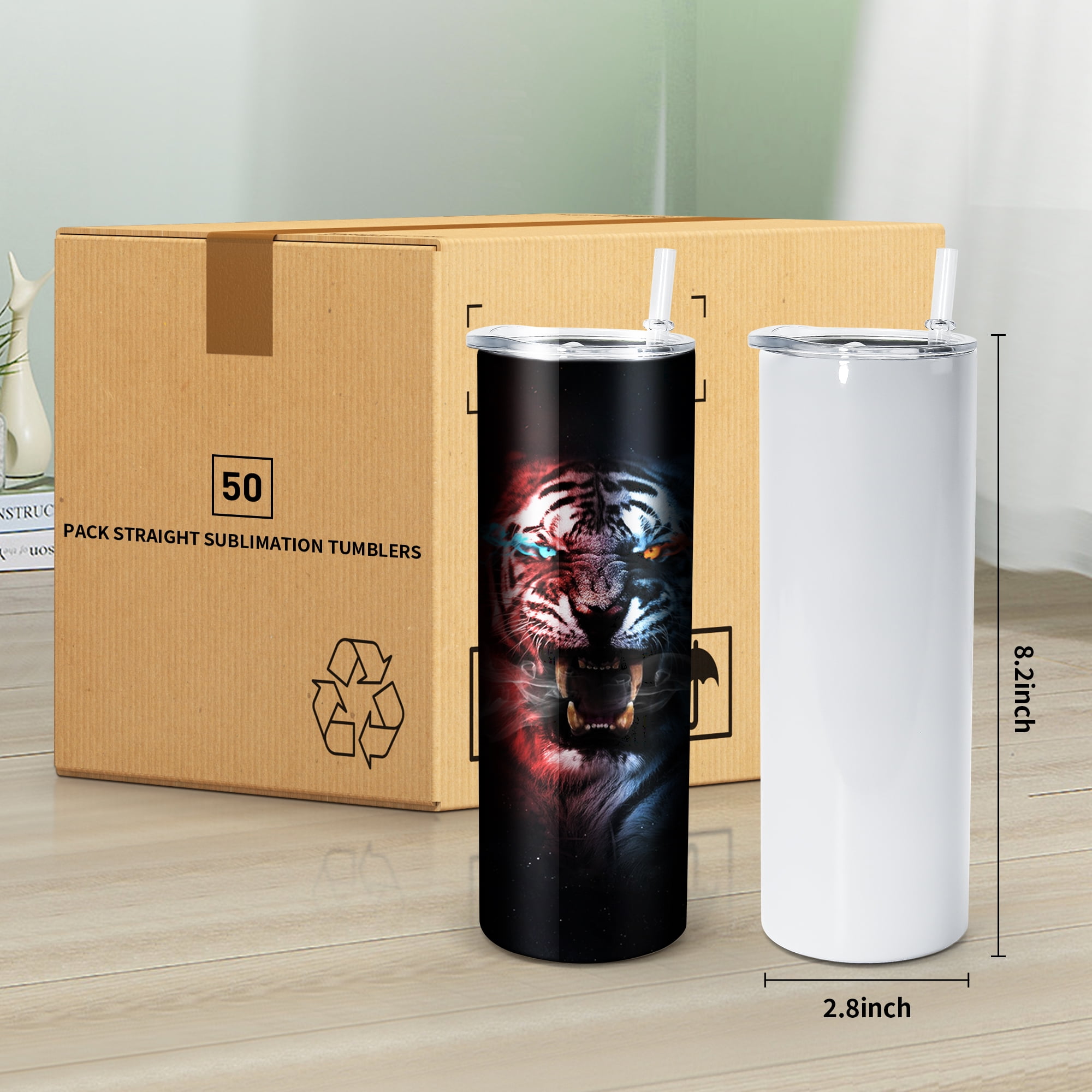 Buy AGH 50 Pack 20oz Sublimation Tumblers Straight Skinny Tumblers Bulk