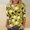 001 Yellow, variant on Plcasen Women Halloween Witch Hat Ghost Floral All Over Print Round Neck 3/4 Sleeve Loose Blouse Top