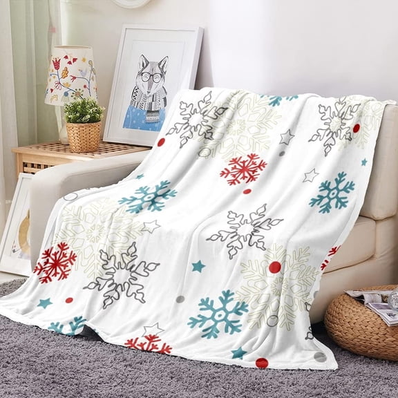 Christmas Throw Blanket Snowflake Couch Blanket Super Soft Flannel Throw Blanket Winter Plush Fuzzy Warm Bed Blanket Christmas Holiday Decor for Couch Bed 60"X80"