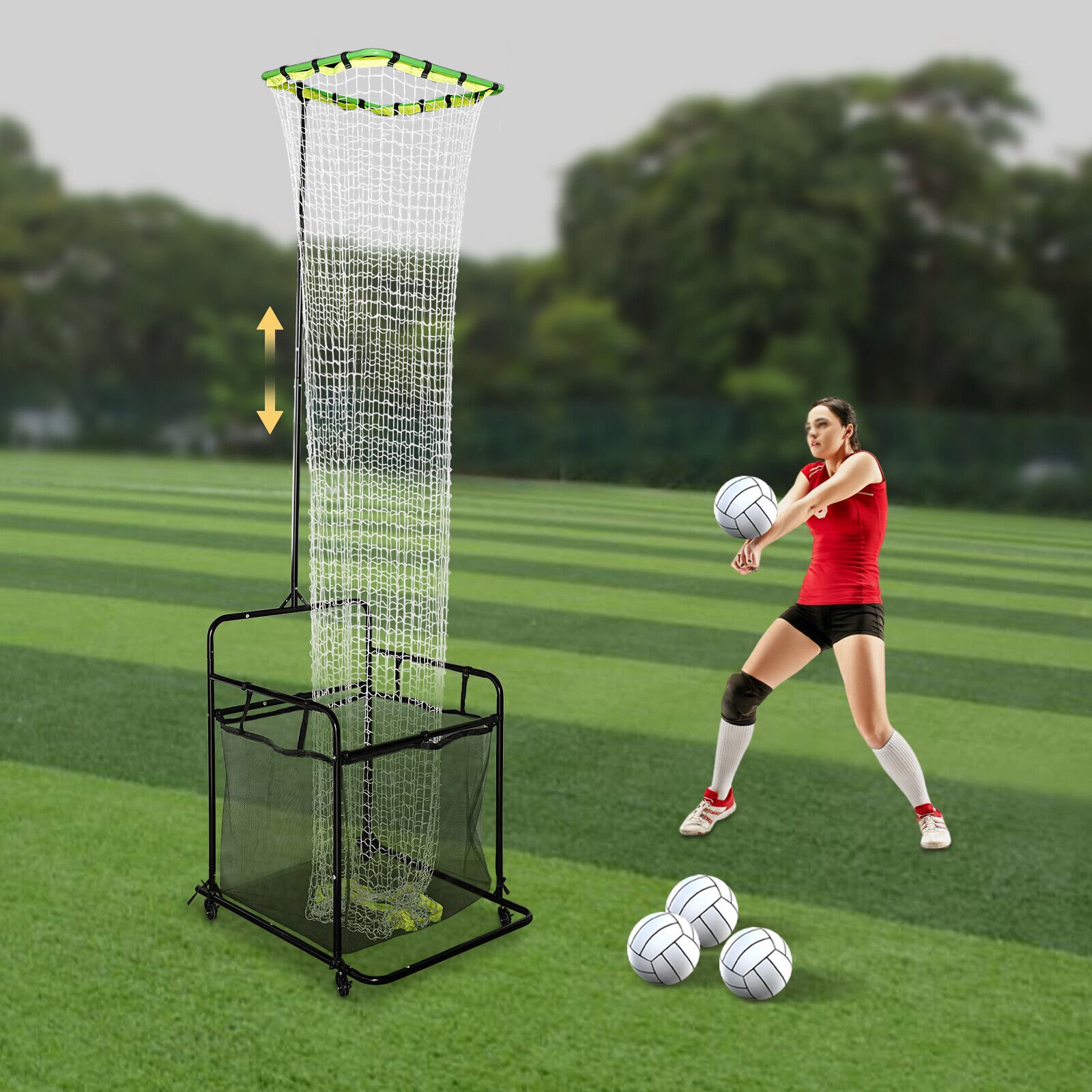 ToppiJoy 0°-90° Free Standing Volleyball Setting Trainer Adjustable Height Angle Volleyball Training Equipment