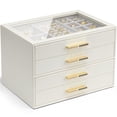 thumbnail image 1 of Jewelry Box Vlando organizador con tapa de cristal de 4 capas, color blanco nube, 1 of 7