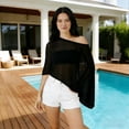 thumbnail image 6 of Helii Women's Mesh Poncho Cover Up, Hollow Out Knit Beach Poncho, Asymmetrical Sheer Cover Up, Lightweight Crochet Poncho for Swimsuit Vacation Beach Black,One Size, 6 of 7