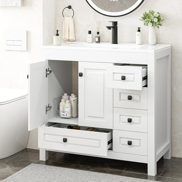 GAZHOME Bathroom Vanity with Sink , Modern Thickened Bathroom Storage Cabinet, 36 inch