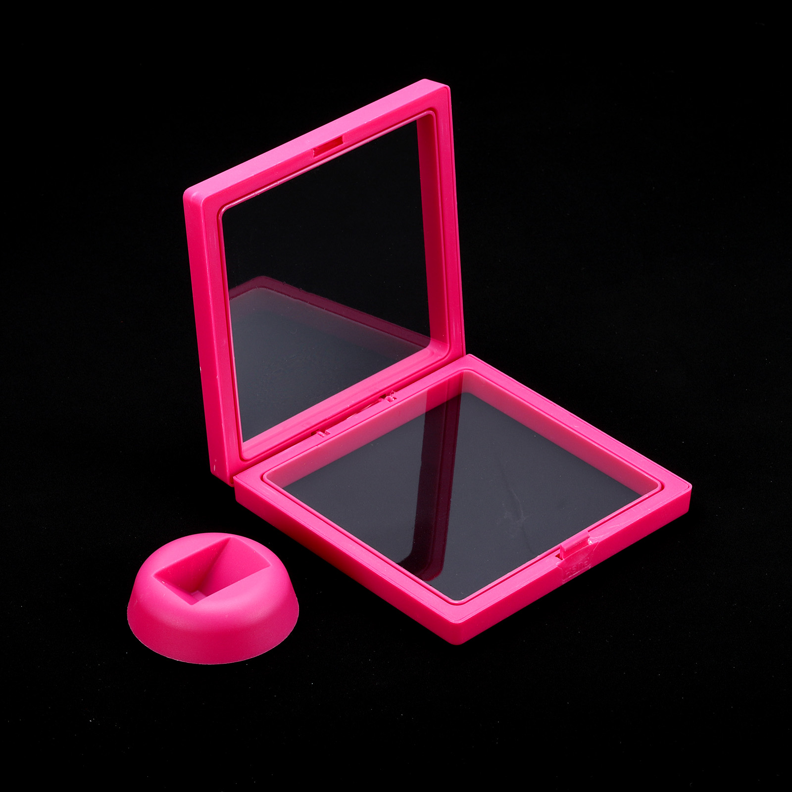 Unique Bargains 4Pcs Floating Frame Display Holder Stand 4.33" x 4.33" x 0.8" Rose Red