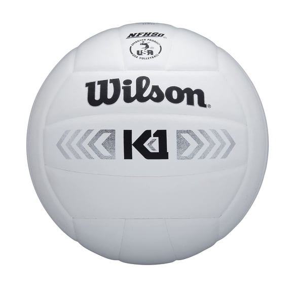 Juego de voleibol Wilson K1 Silver Indoor Game, talla oficial, blanco
