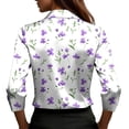 thumbnail image 4 of Pounoo Womens Satin Tops 3/4 Sleeve V Neck Floral Print Watercolor Pattern Loose Fit Blouses Breathable Casual Spring Summer Everyday Fashion Vacation Outfits Gift, 4 of 6