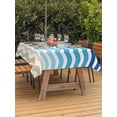 thumbnail image 4 of Rectangle Outdoor Tablecloth With Umbrella Hole And Zipper– Geometric Beach Striped Pattern Waterproof Patio Table Cover for Party, Picnic, Backyard, 60"x120" , Blue Brown Wave Pattern, 4 of 8
