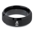 thumbnail image 2 of Tungsten Bear Outdoor Wilderness Heart Emoji Hand Band Ring 8mm Men Women Comfort Fit Black Beveled Edge Brushed Polished, 2 of 4