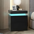 thumbnail image 3 of Clipop Modern LED Nightstand Set of 2, 20.6" Bedside Table Cabinet,2 High Gloss Chest Drawers, Black, 3 of 10