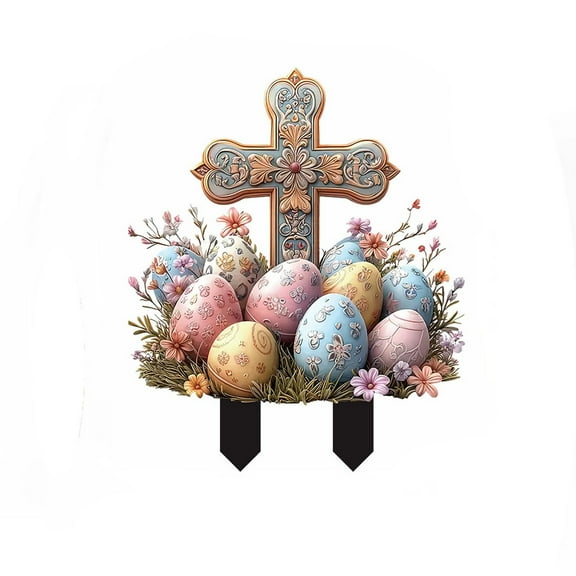 Tainini Easter Signs for Yard He Is Risen Sign Religious Easter Yard Sign Easter Cross Lawn Stakes for Home Garden Easter Party