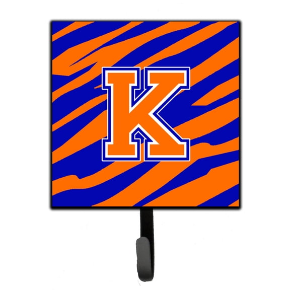 Letter K Initial Tiger Stripe - Blue Orange Leash or Key Holder
