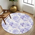 thumbnail image 3 of Spring Purple Flower Washable Area Rug&nbsp;5 ft Hydrangeas Floral Leaf Farm Plants Soft Round&nbsp;Rugs for Living Room, Non Slip Carpet for Bedroom&nbsp;Entryway Dining Room, 3 of 9