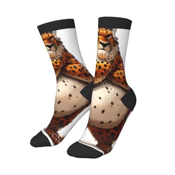 Kids Girls Boys Socks - Cartoon Cheetah With Attitude Comfort Breathable Crew Socks for Boys Girls Kids, Soft Athletic Running Socks for Boys Socks 6-10 Years Old