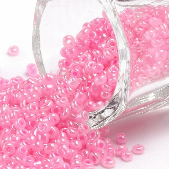 Glass Seed Beads Ceylon Round Pink 2mm Hole: 1mm about 6666pcs/100g Glass