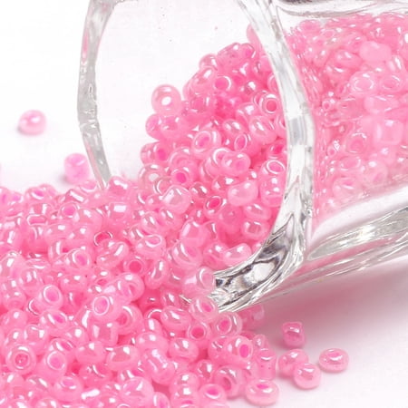 1Pound Glass Seed Beads Ceylon Round Pink 2mm Hole: 1mm about 30000pcs/pound