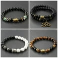 thumbnail image 2 of EOEMY Fashion Women 8mm White Turquoise Lava Beads Buddha Head Men Charm Bracelets-D001-14, 2 of 9