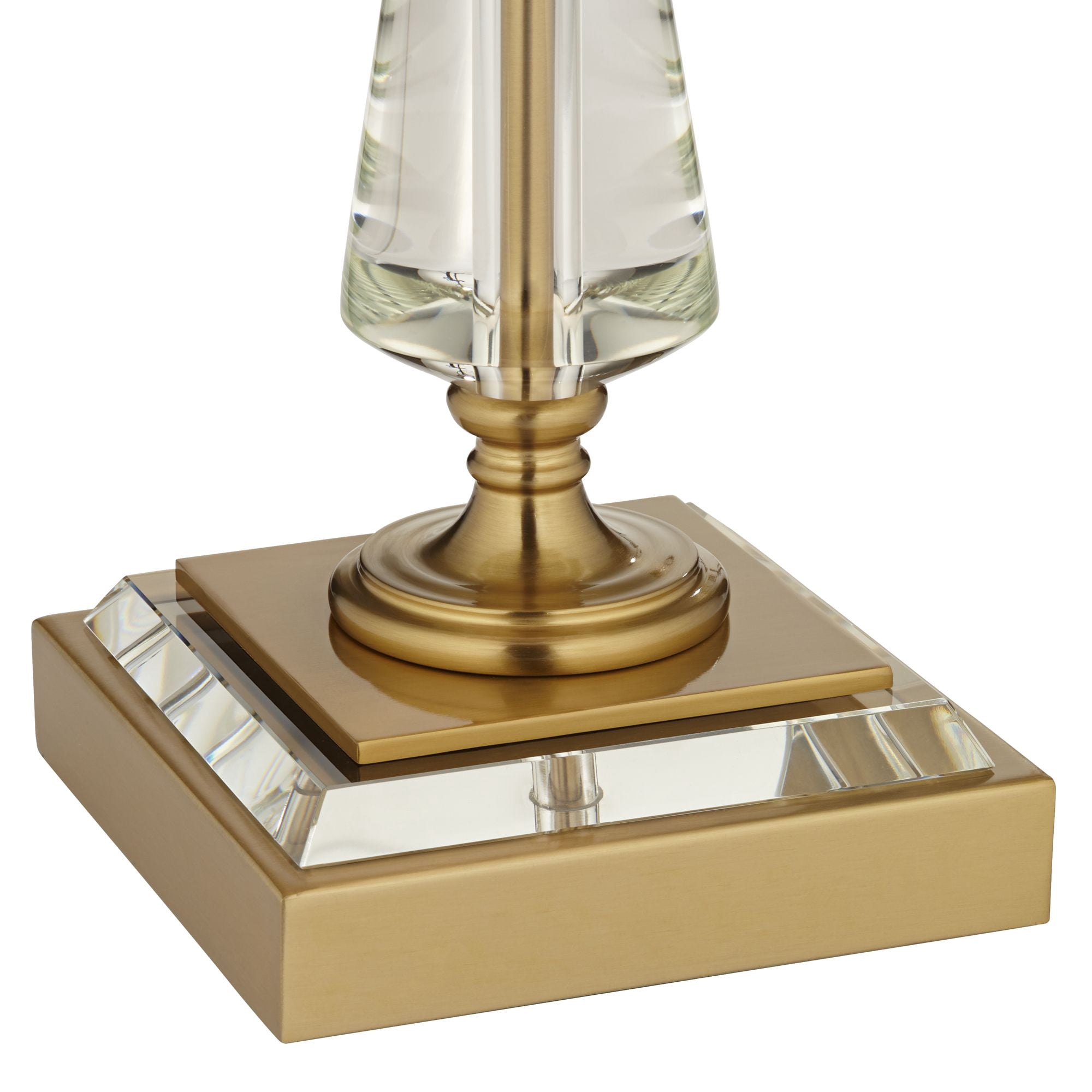 Stiffel Heath 31 5/8" Tall Large Traditional End Table Lamp USB Port Luxe Gold Finish Metal Crystal Single Living Room Charging