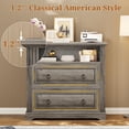 thumbnail image 6 of 2 Drawer File Cabinet, Farmhouse Filing Cabinet for Home Office Fits Letter, Legal, A4 Size, Wood Lateral File Cabinet with Printer Stand, Storage Shelf, Grey, 6 of 7