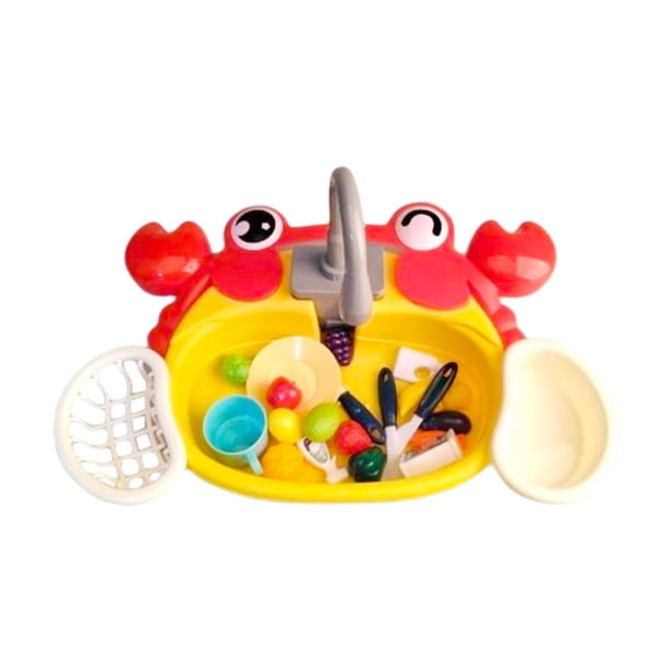 Juguetes de cocina Montessori con fregadero y agua corriente para regalo de cumpleaños Rojo