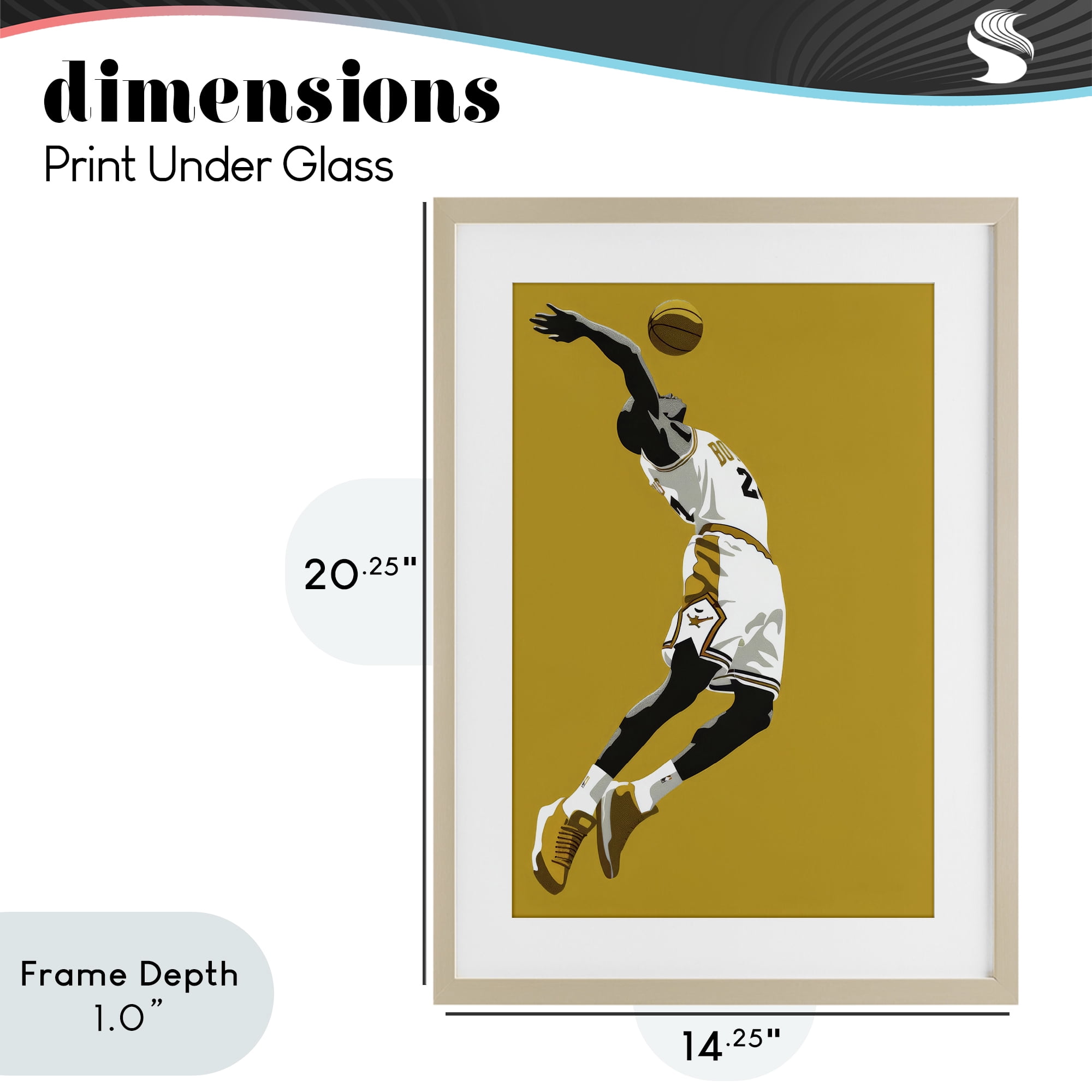 Stupell Industries Iconic Basketball Dunk Birch Framed Print Under Glass, design by Ray Powers