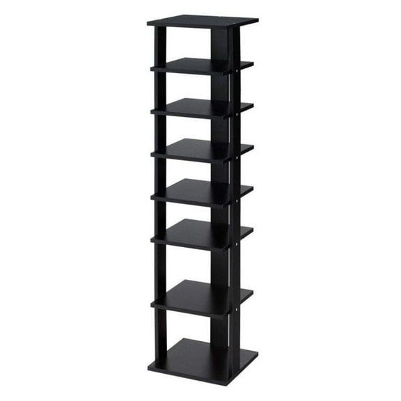Shoe Rack 7 Tier, Vertical Shoe Organizer for Entryway - Space Saving Wooden Shoe Shelf for Men Women, Living Room, Closet, Black/Rustic Brown