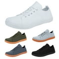 thumbnail image 4 of XIMIN Couple Solid Color Wide Head Outdoor Barefoot Zero Drop Sole Minimalist Shoes Breathable Comfortable Mens Sneaker Casual Shoes with Arch Support (6, White), 4 of 6