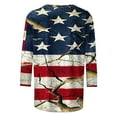 thumbnail image 5 of LYEAA Women Three Quarter Sleeve T-Shirt 4th of July USA Flag Print Round Neck Cotton Top Independence Day Patriotic Casual Summer Blouse Blue XXL, 5 of 5