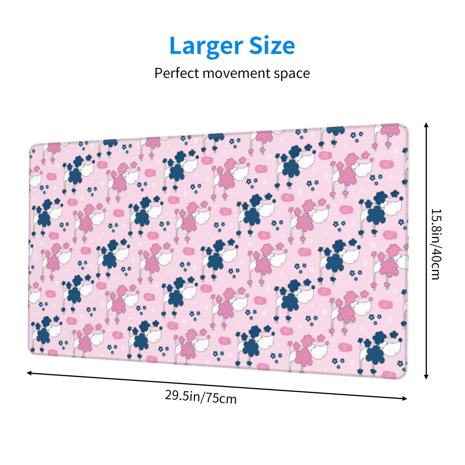 Kdxio Cartoon Poodle Dog Print Large Gaming Mouse Pad,Non-Slip Base,Water Resist Keyboard Pad for Gamer,Office & Home,29.5 x 15.8 in