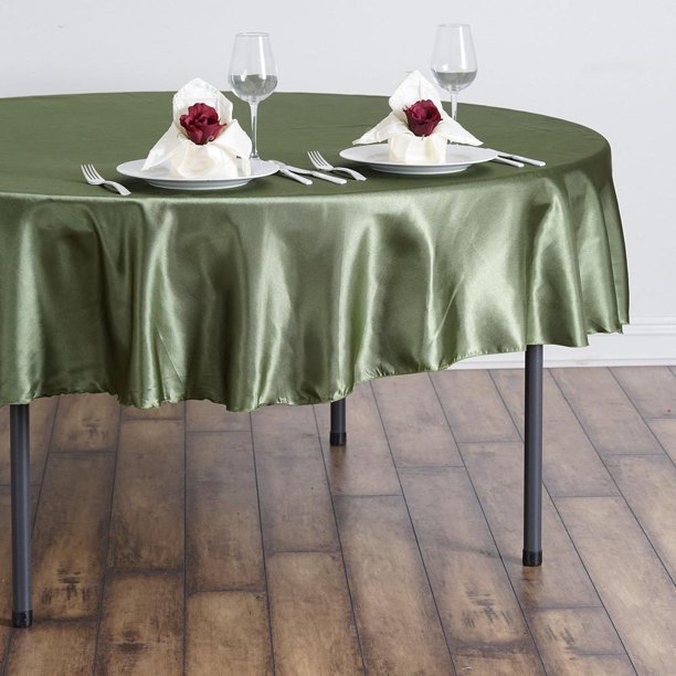 90" Satin Round Tablecloth Moss Green